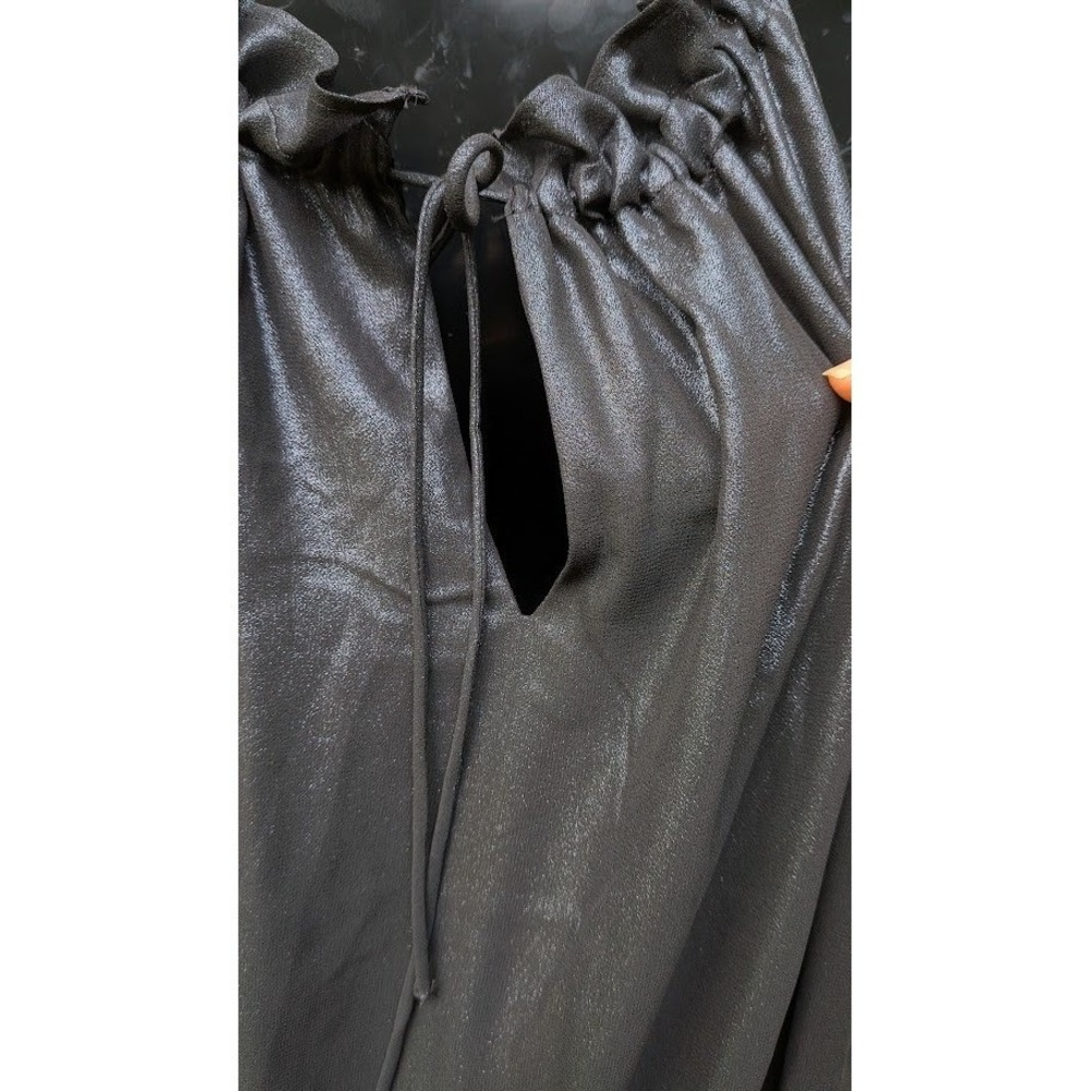 New Simply Vera Wang Maxi Dress M Shiny Blue Iridescent Tiered Glam Shimmer - Picture 9 of 15